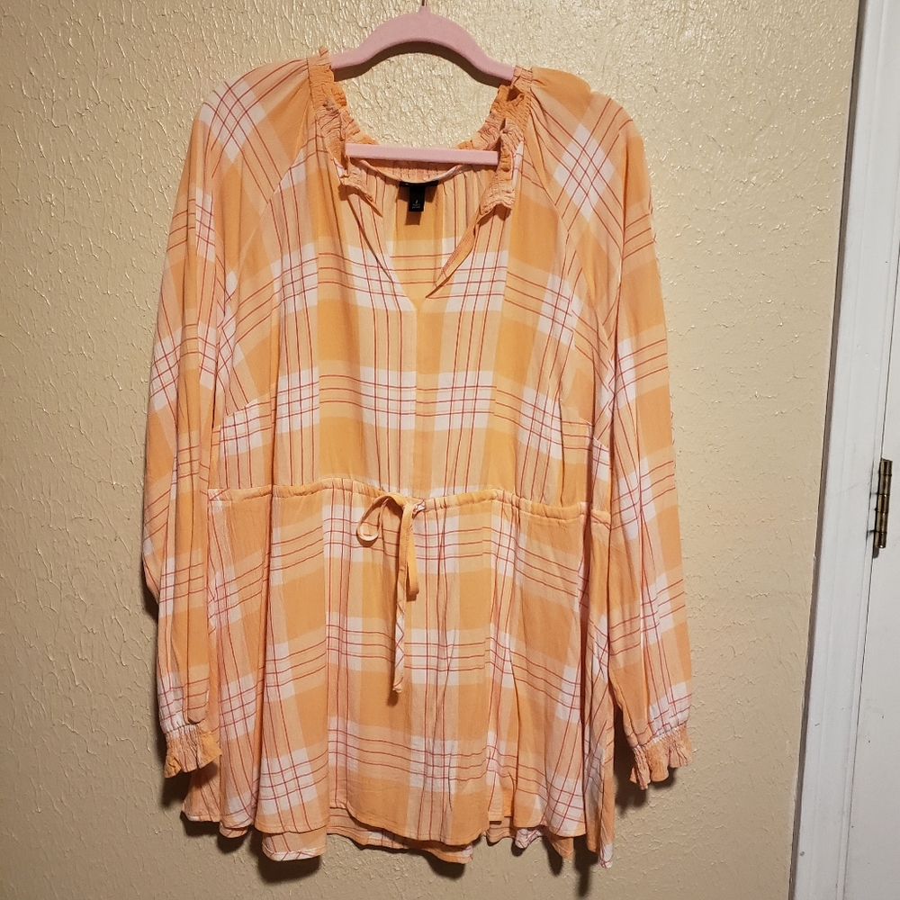 Torrid Tunic Tie Front Size 2X Plaid Plus Size